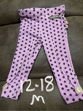 Matilda Jane Lavender Leggings with Dark Purple Polka Dots